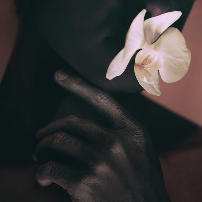 man lips flower dark portrait poland