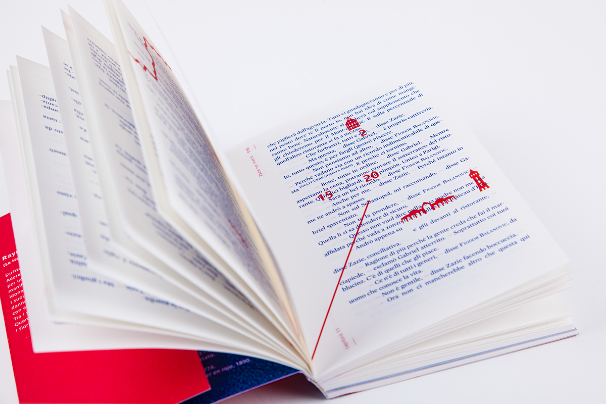 hybrid novel book design visual remediation craftsmanship self-publishing visual wrinting experimental book Oulipo redesign book Queneau parigi typo bicolor art book