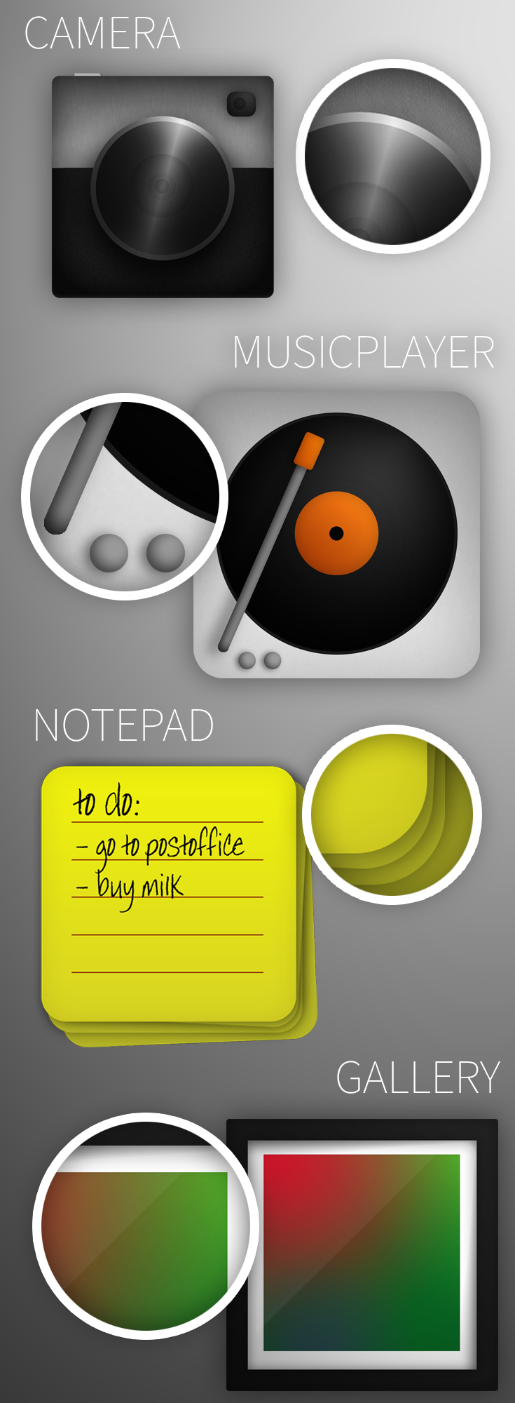 Karsten Montag Icon icons Real camera musicplayer player note Memo notepad gallery Album realistic