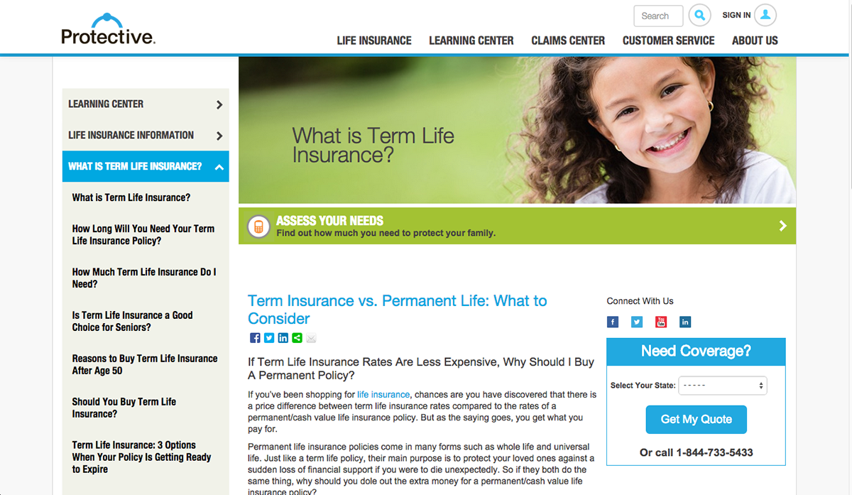 Protective Life marketing   brandinglayout design development web developmentektron css HTML youtube vimeo iteration iterative design corporate Life Insurance