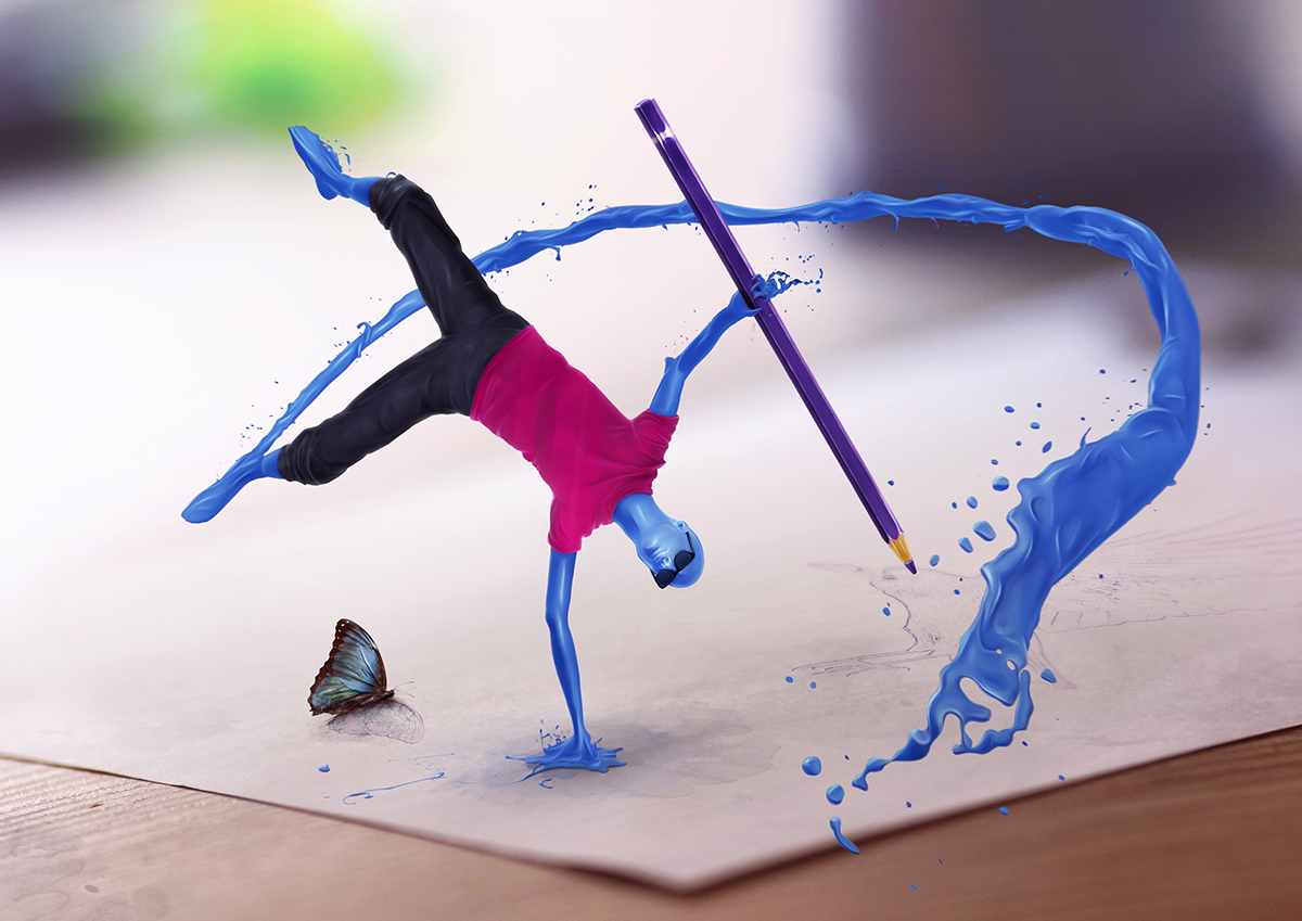color splash DANCE   breakdance alive table fluid Liquid lights creative fotolia adobe Creative Cloud Behance wacom