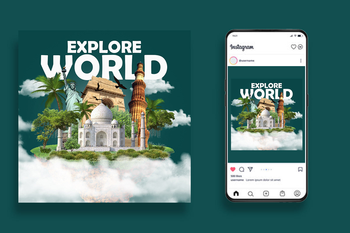 Behance Travel Social media post Graphic Designer Advertising  designs dribble travelling agency Travelling Post Design