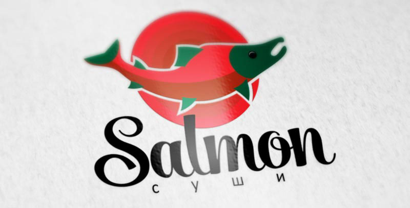 Sushi japanese food logo salmon fish