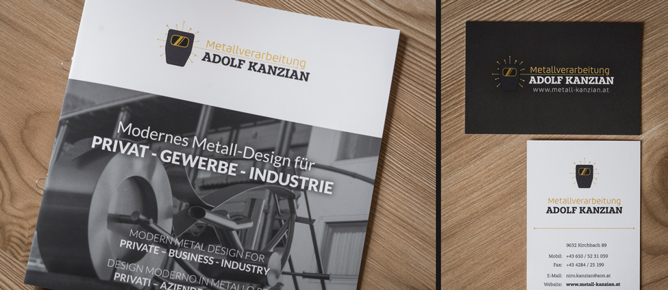 identity metal logo business card letter folder Website Metal processing logodesign austria Carinthia