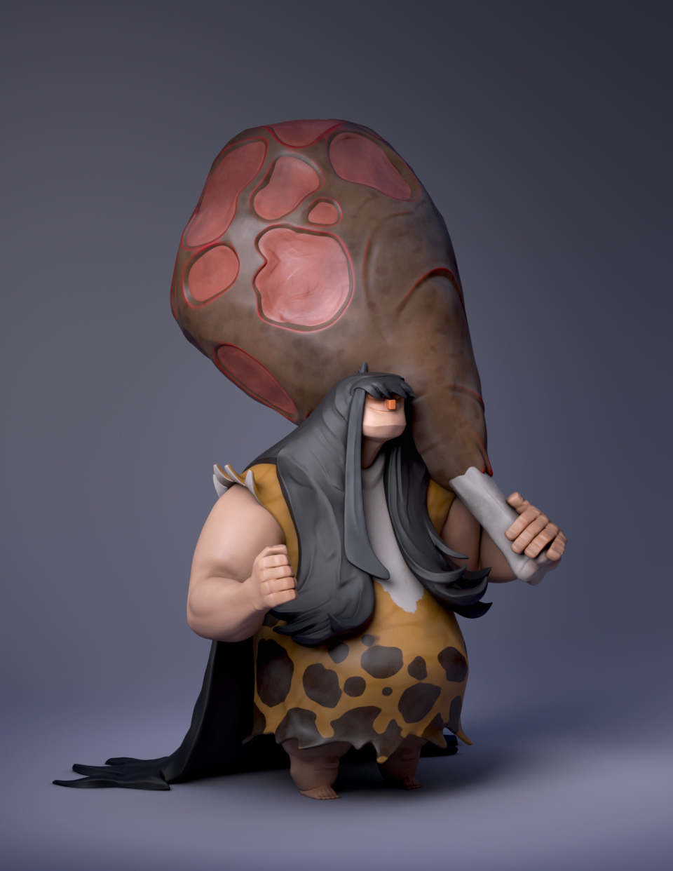 3D 3D Character caveman Character design  Dinosaur Maya prehistoric sculpture stylized Zbrush
