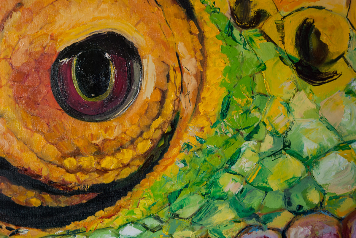 paint oil canvas chameleon design eye ojo camaleon reptil escama rainbow color colours pop