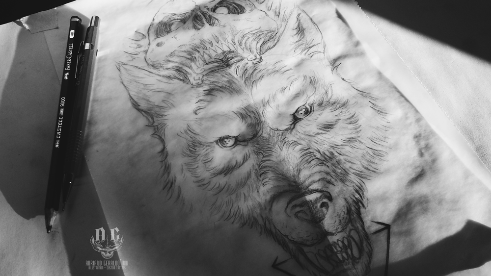 wolf skull tattoo designtattoo desenhotatuagem Tatuagem Brasil