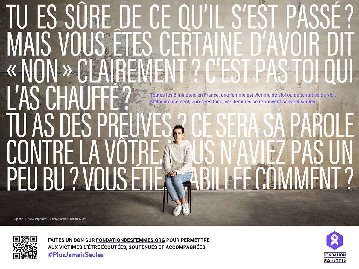 #plusjamaisseules Advertising  donation feminism Fondation des femmes organization print woman Association тв