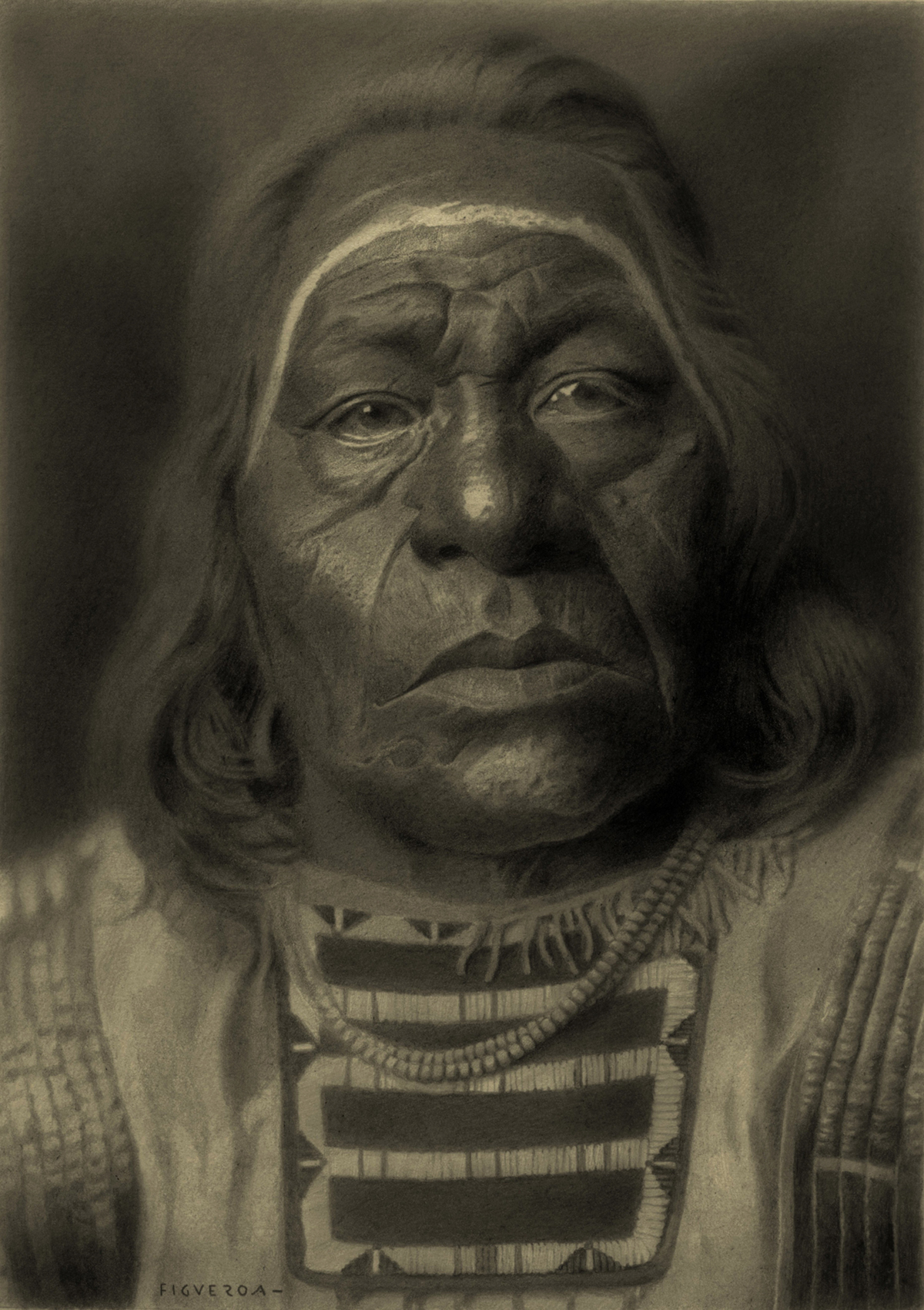 hugo emmanuel figueroa indio americano crow art hiperrealismo aborigen american indian Native