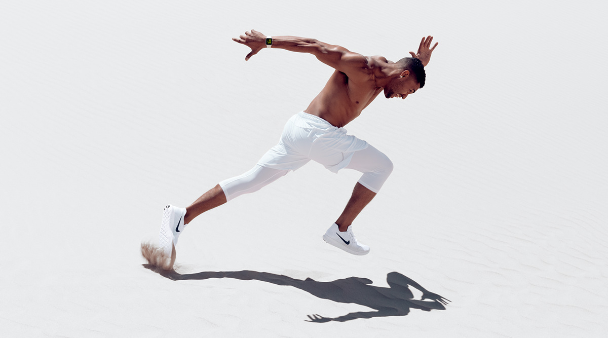 athlete model Nike sand fitness Advertising  apple watch
