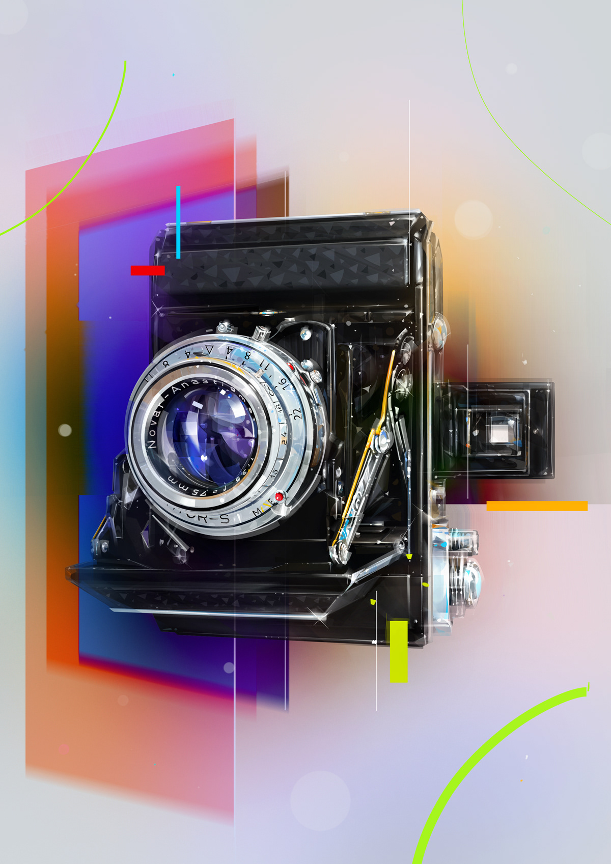 camera Canon Nikon POLAROID vintage vector print magazine cover design