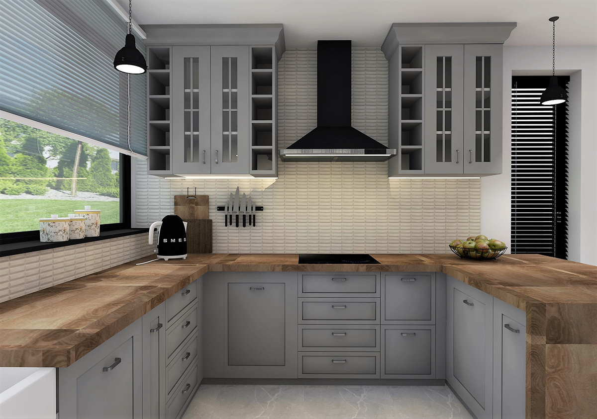 3D architecture design Interior interior design  kitchen Render visualization