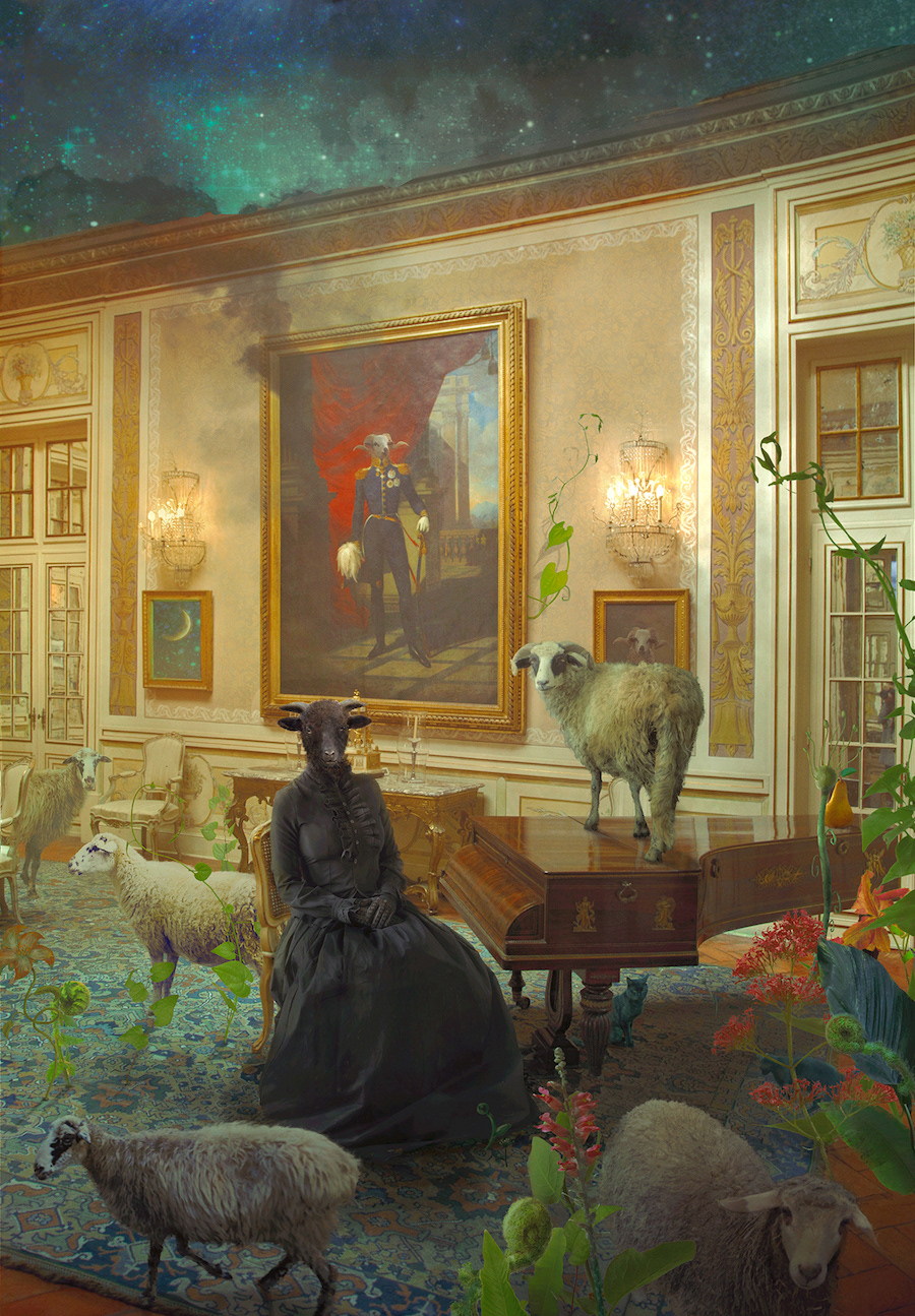 animals fable fantasy Interior nikolinapetolas room sheep surrealart surrealism taleofthebluepear