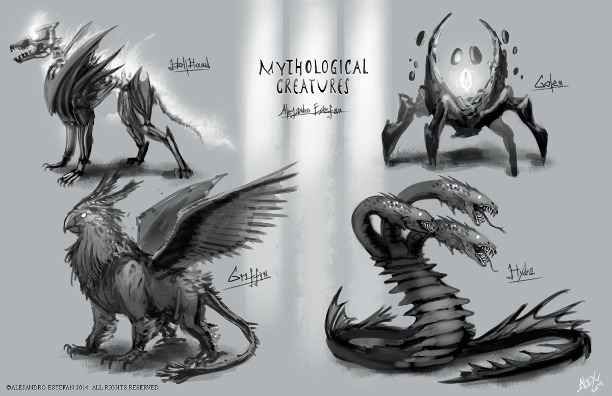 monsters Creature Design monster design concept design fantasy Silhouettes
