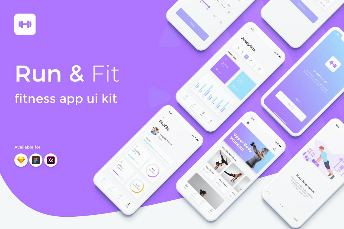 fit fitness flat design color style fitness app ui