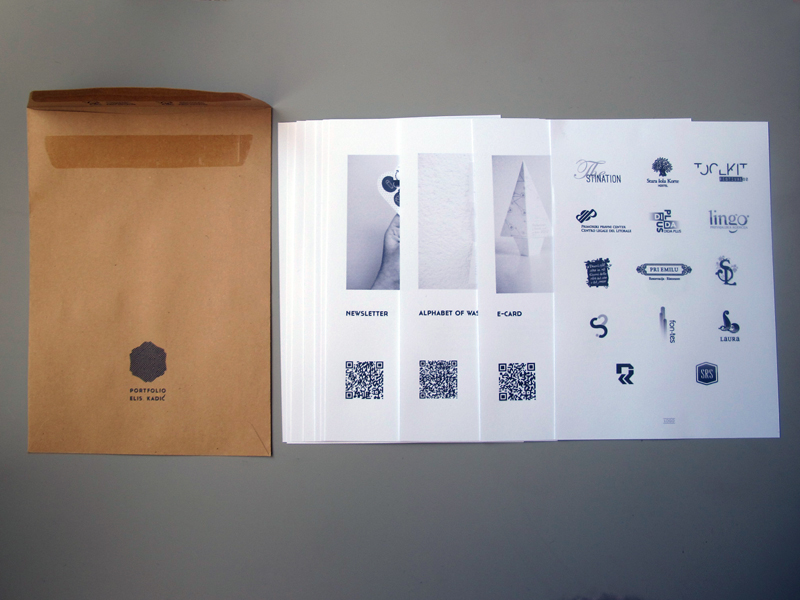 portfolio print printer handmade Black&white bw envelope eco a5 cards qrcode