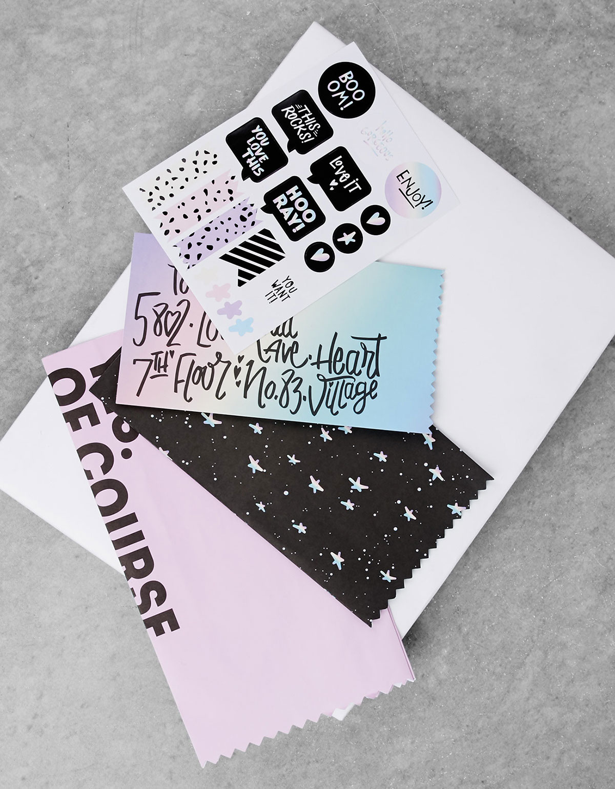 text typography   ILLUSTRATION  lettering graphic design sticker gift bag set