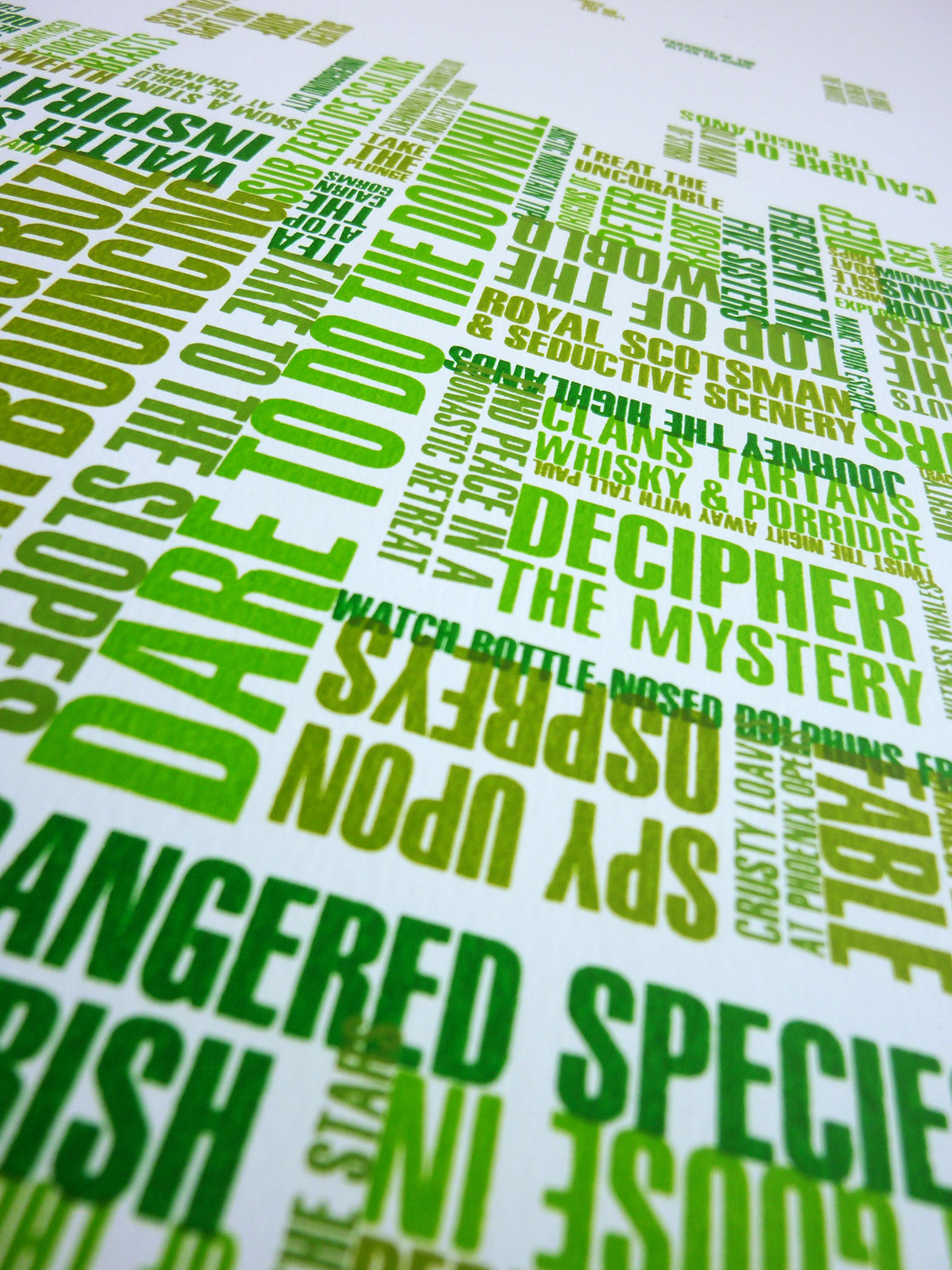 Staycation great britain britain UK United Kingdom  scotland wales Northern Ireland england typography   green silkscreen silk screen screenprint screen print print evocative places Geography words Holiday Web Design  animation  Website Moving Image poster Advertising  vacation Europe Recession Budget Promotion tradition culture heritage activities adventure doorstep   colour color