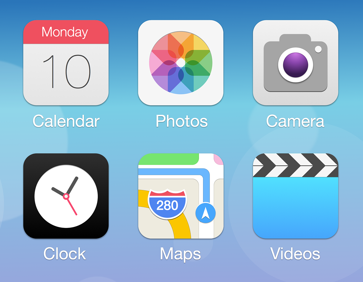 ios7 iOS 7 ios icons icon set vector sketch apple redesign safari calendar clock maps itunes app store