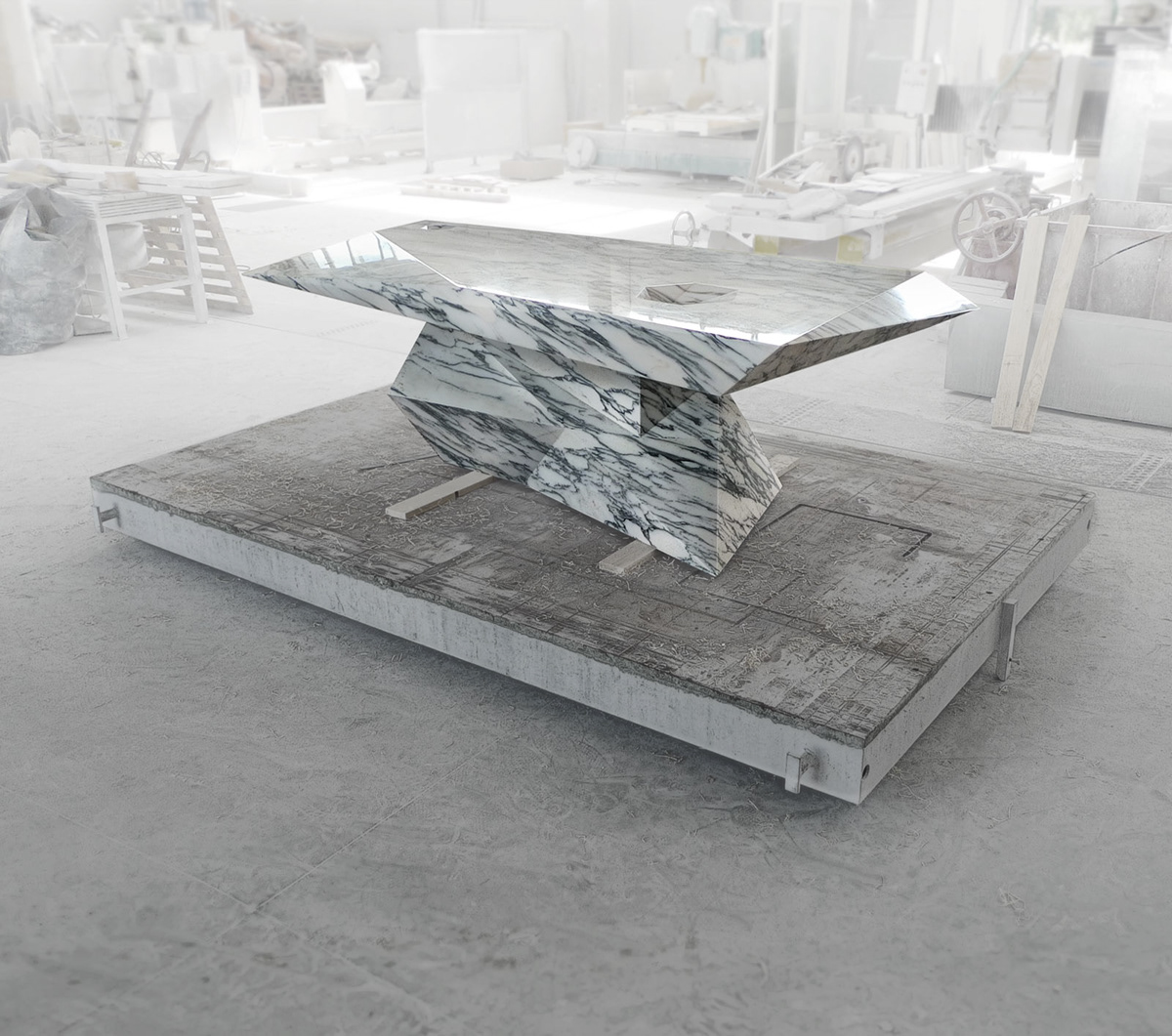 Marble quarry arabescato corchia Barsi Marmi nathaschia pagni table design deconstruction