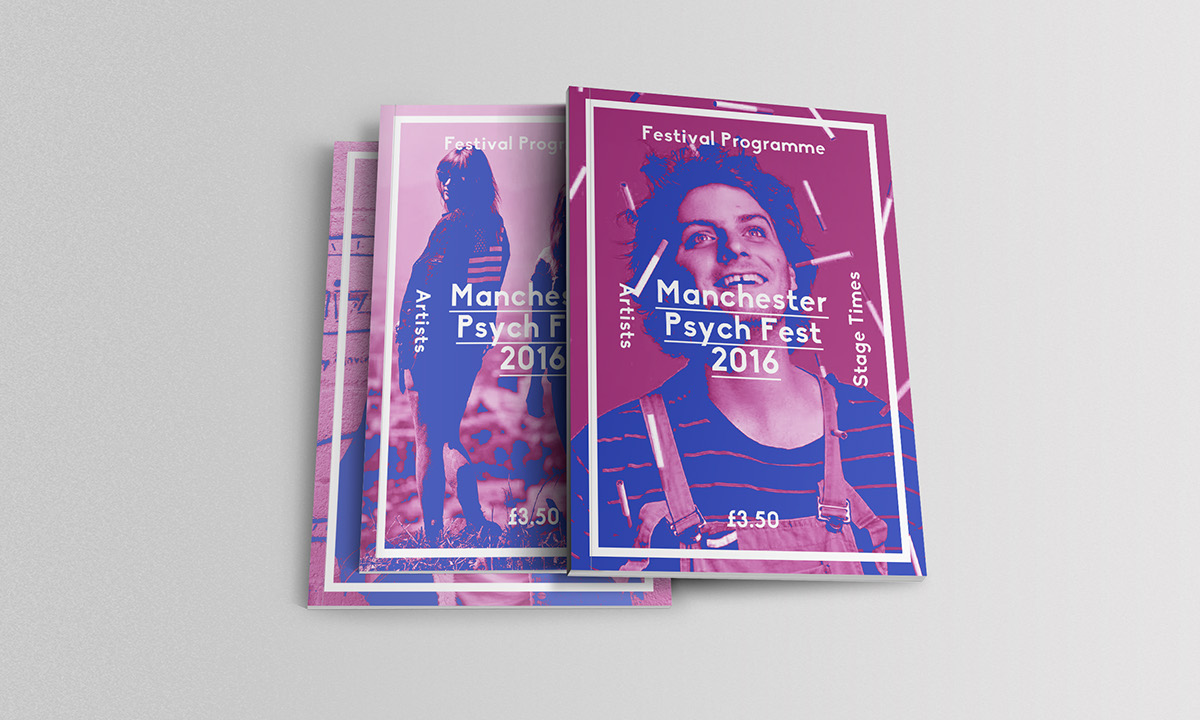 manchester Psych festival posters brand design flyer mock up