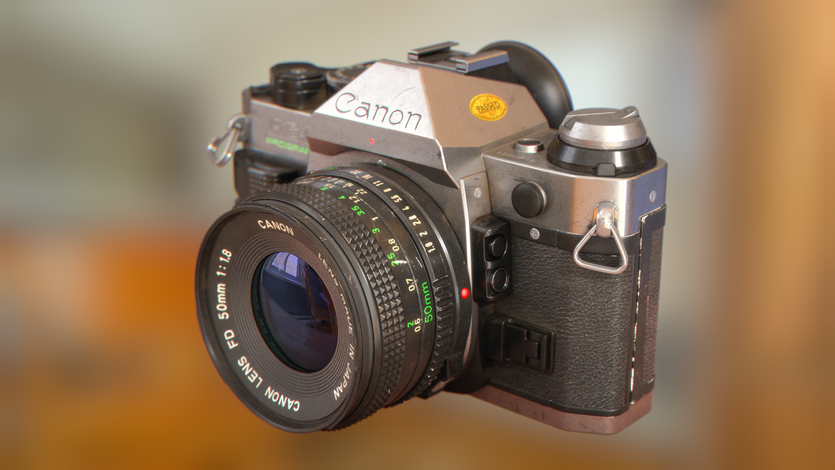 vintage camera photorealistic Canon 3D artwork