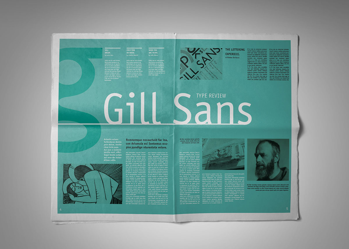 magazine newspaper accademia academy tabloid design officina ITC Gill Gill Sans sans