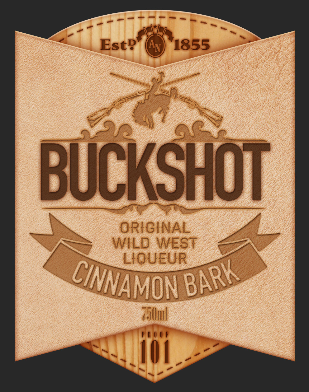 Buckshot label design Wild West liqueur