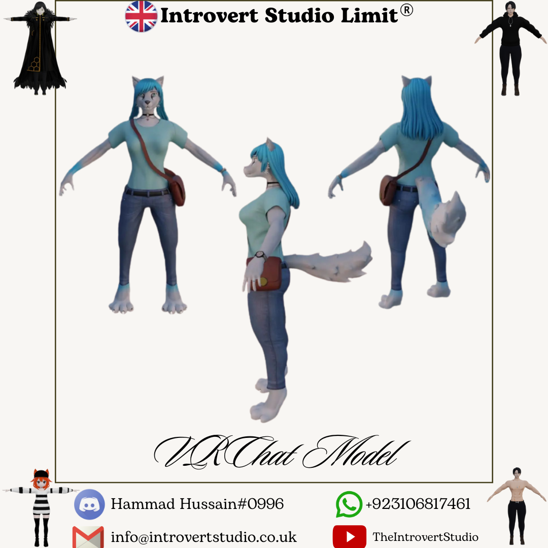 cartoon Digital Art  Character design  vrchat 3D Character modeling blender furry cartoon character commission anime