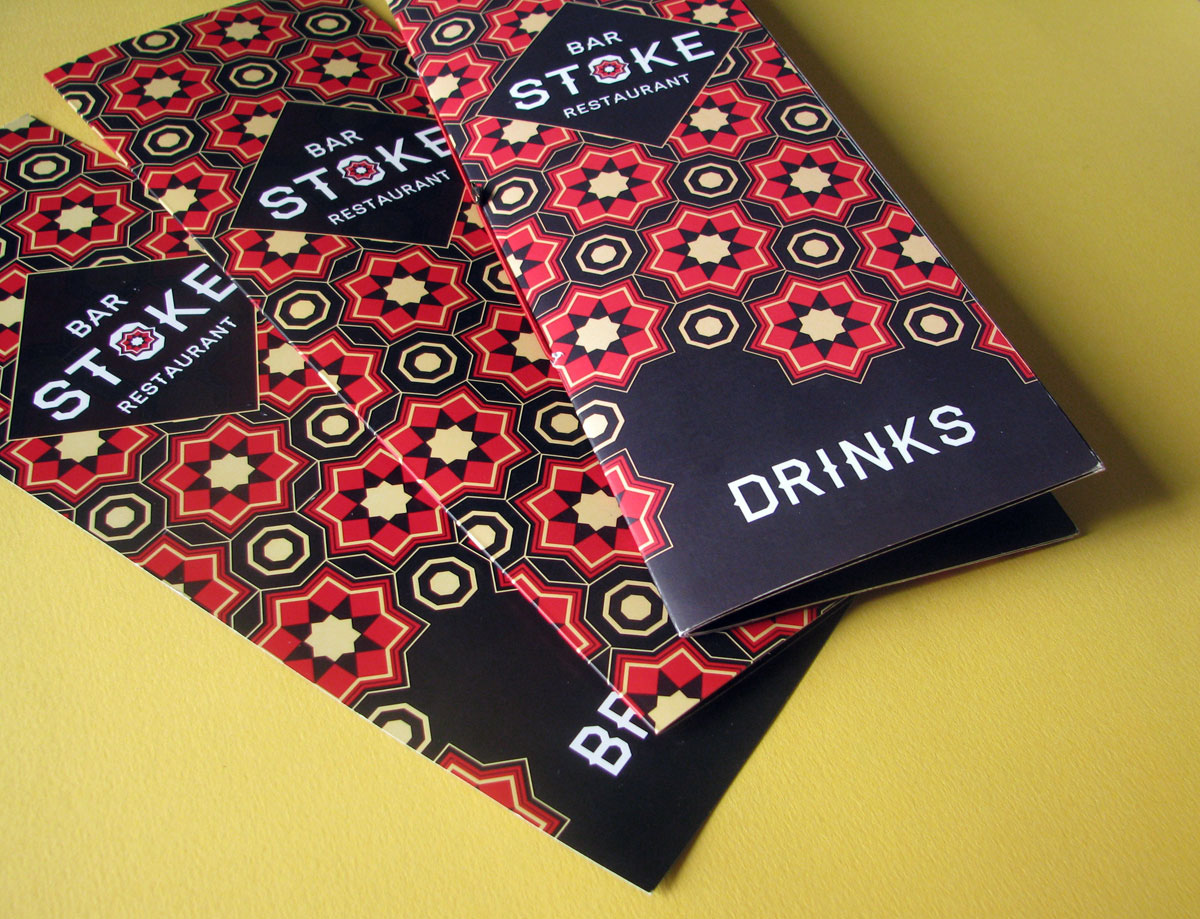 stoke bar resturant barcelona print menu drink brunch pattern texture logo