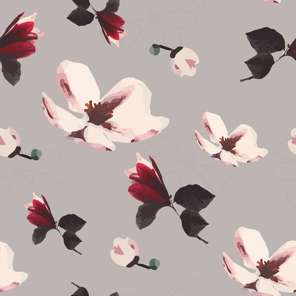 Flowers ILLUSTRATION  Illustrator painting   pattern Patterns seamless арт tile graphic design 