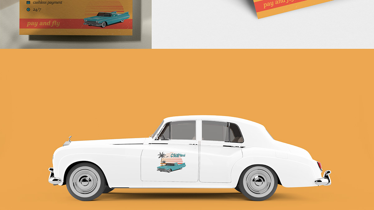 Retro graphic design  adobe illustrator business card vintage style cuba havana Graphic Designer trevel retro taxi