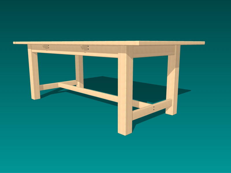 Carpentry woodworking dining room table furniture 3D model farm table