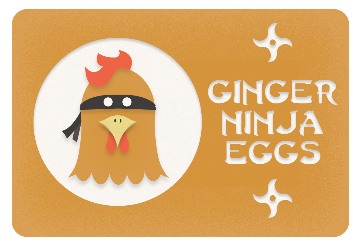eggs ginger ninja Label logo cartoon chicken