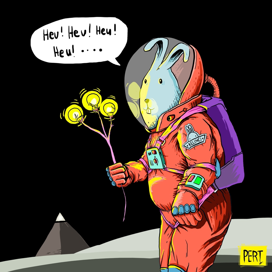 astronaut Space  pop rabbit surreal