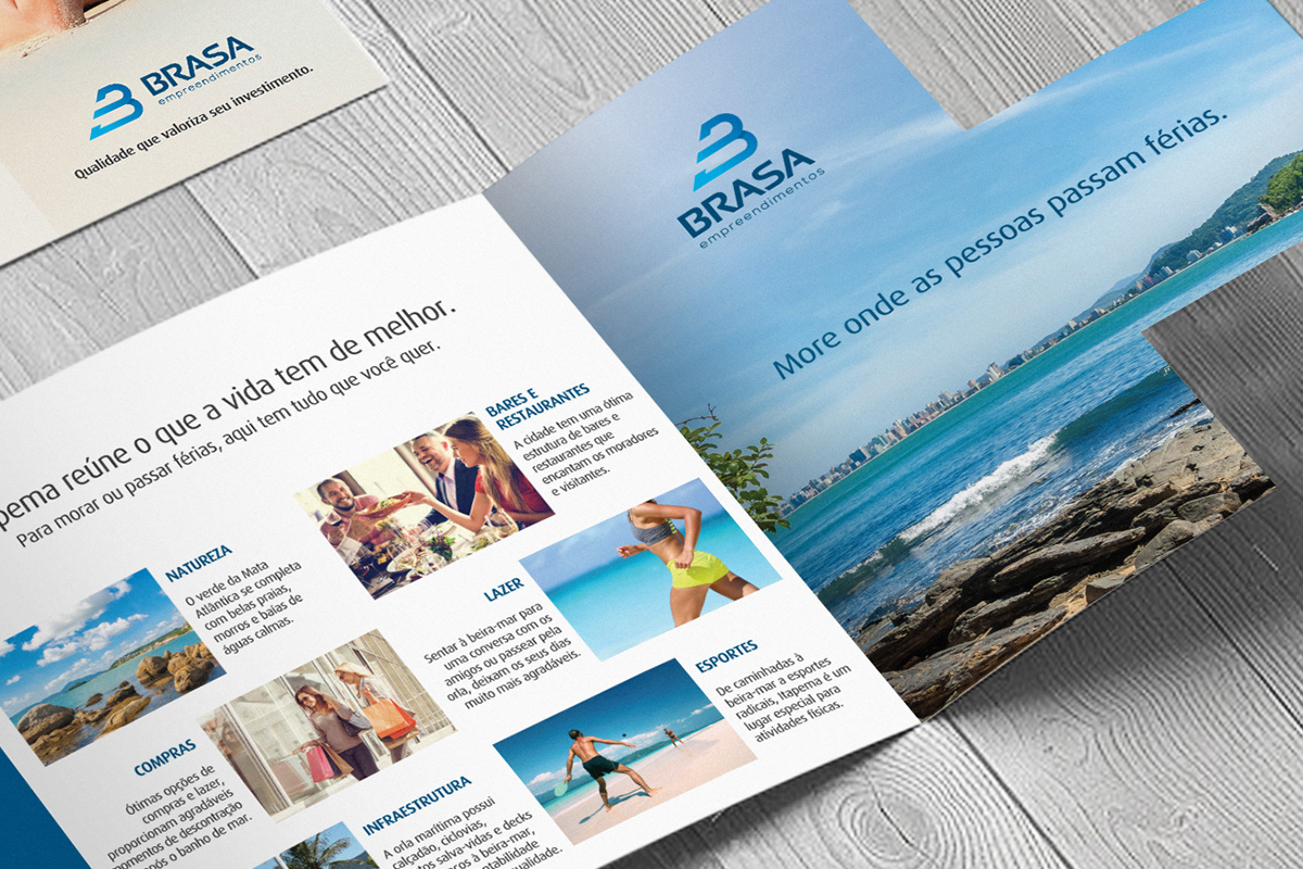 folder sacola ecológica praia design gráfico editorial