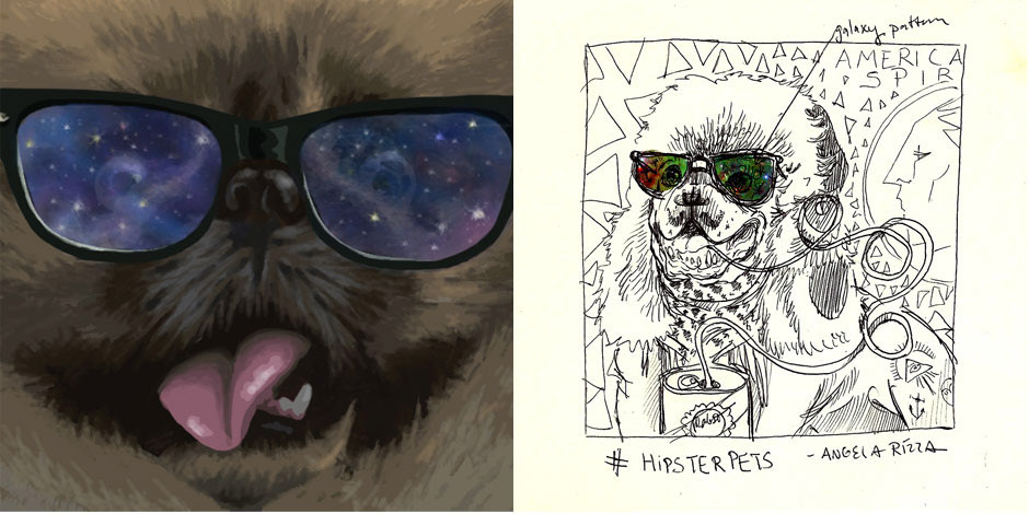 ten paces ten paces and draw submission Hashtag project Leah Moloney angela rizza hipster pets Tuxedos Digital Drawing