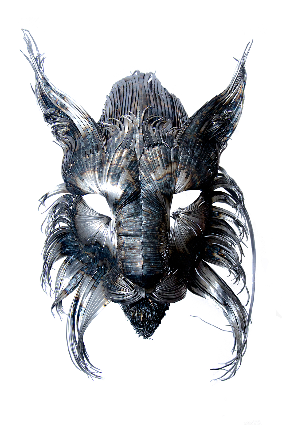 lynx metal sculpture wildlife animal introspection lynxandwoman blackwire face cats metalsculpture