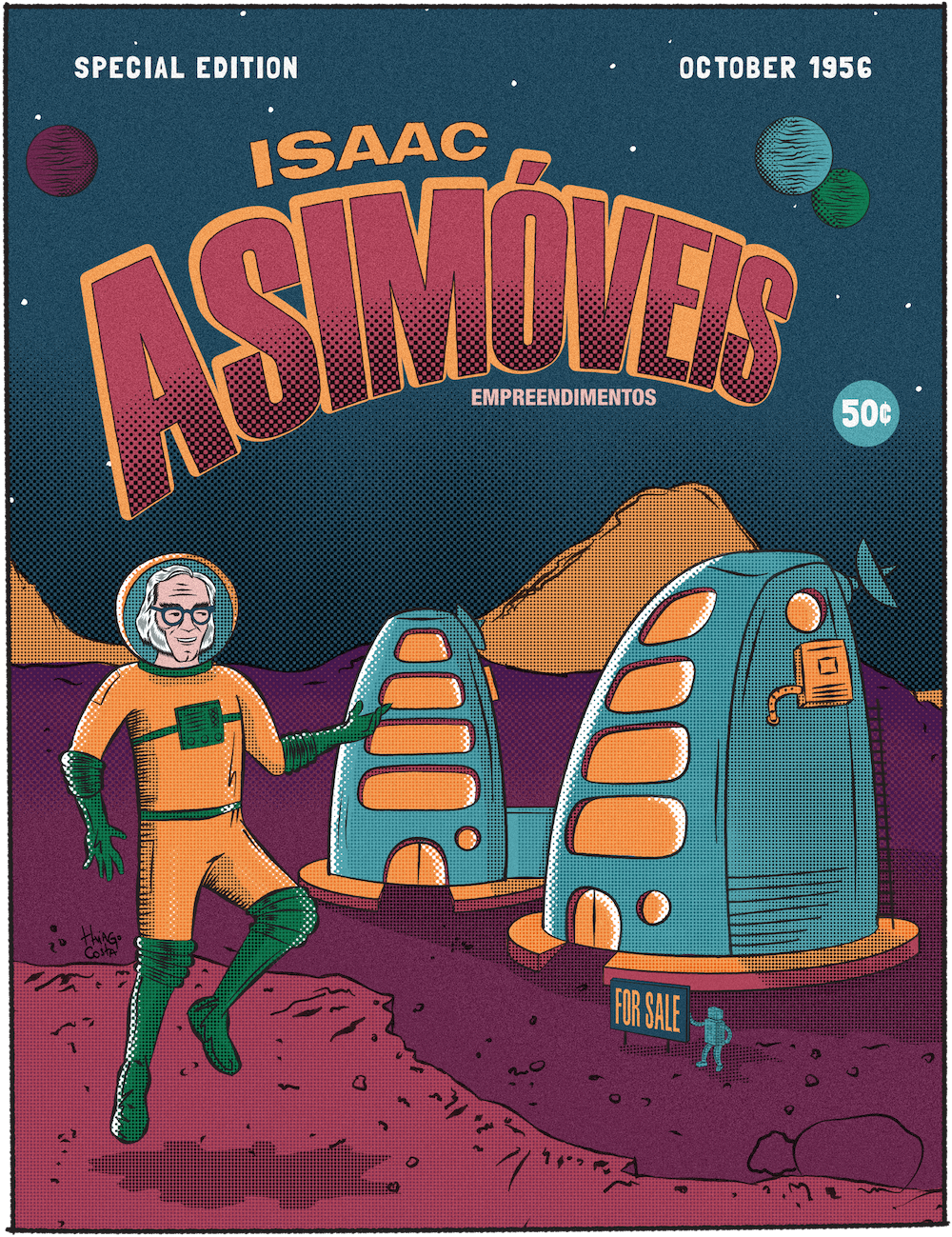 science fiction sci-fi vintage Retro vector poster asimov ficçãocientifica comics retrofuturism