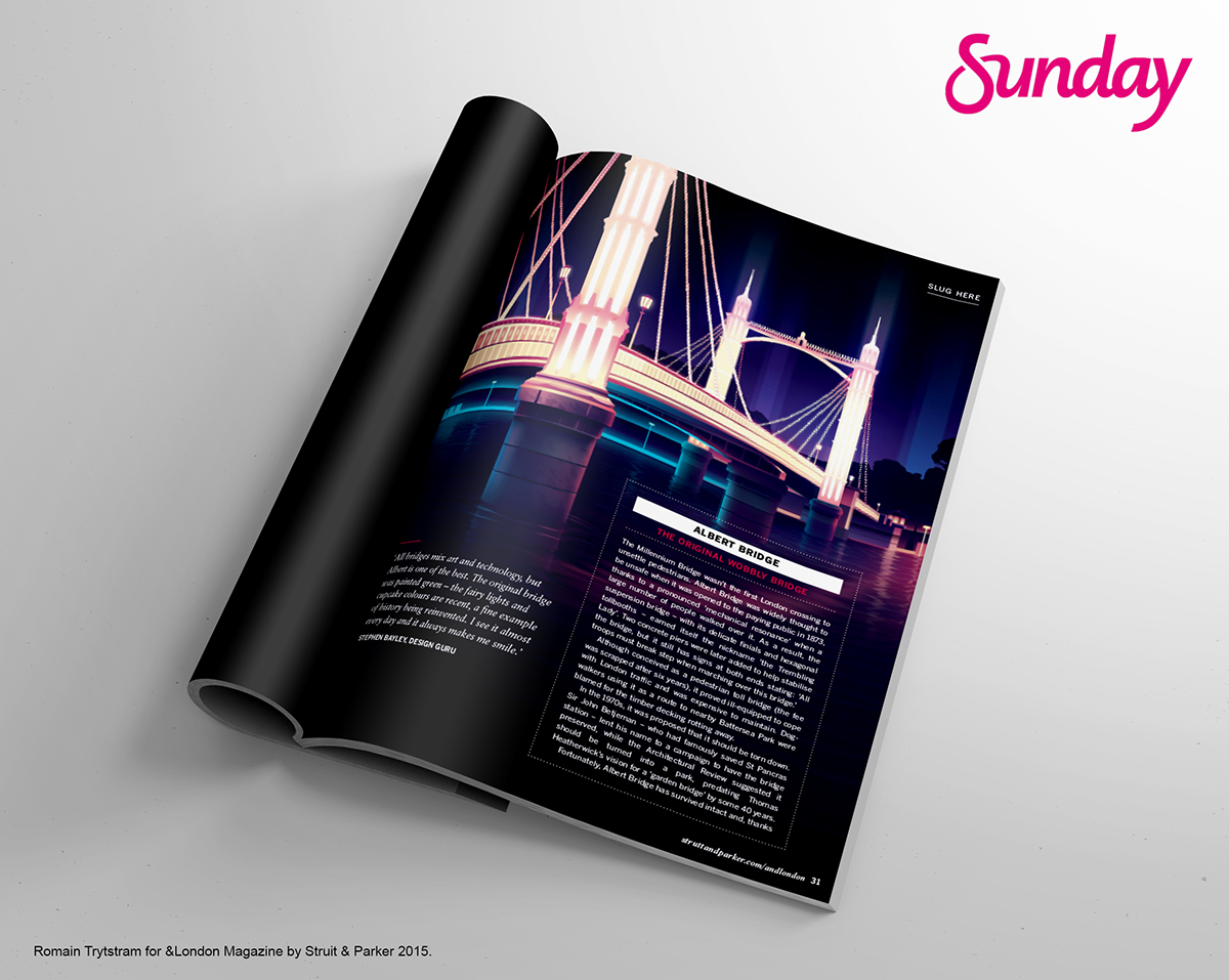Adobe Portfolio bridge London light neon city night magazine sunday Londres ville article water reflections town lighting