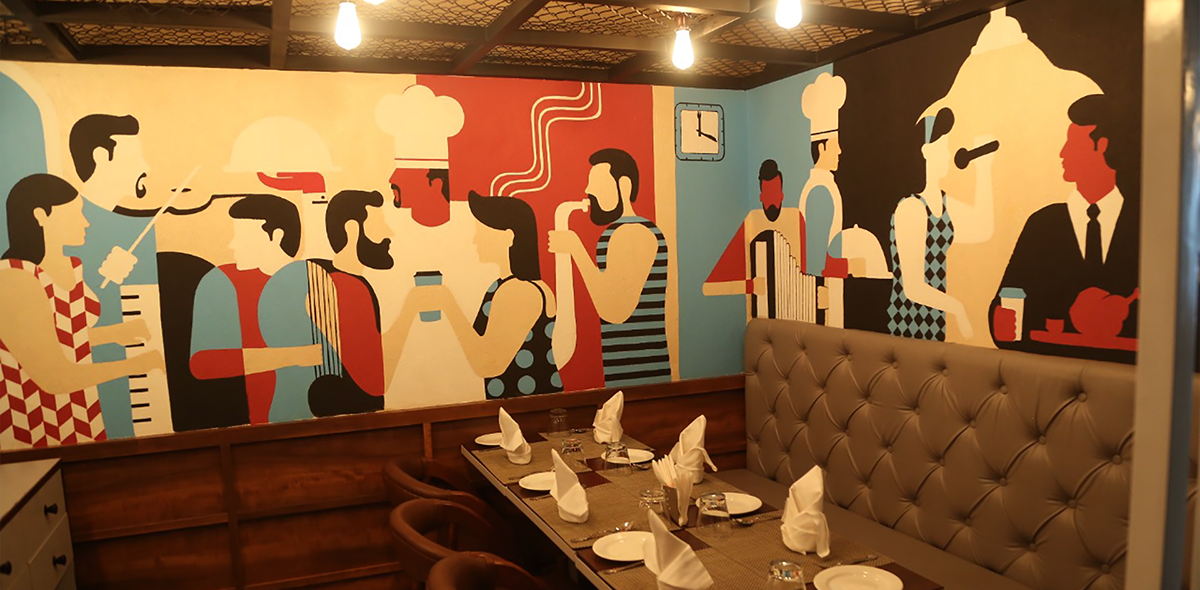 branding  identity Packaging graphic design  restaurant cafe Food  Mural wall art