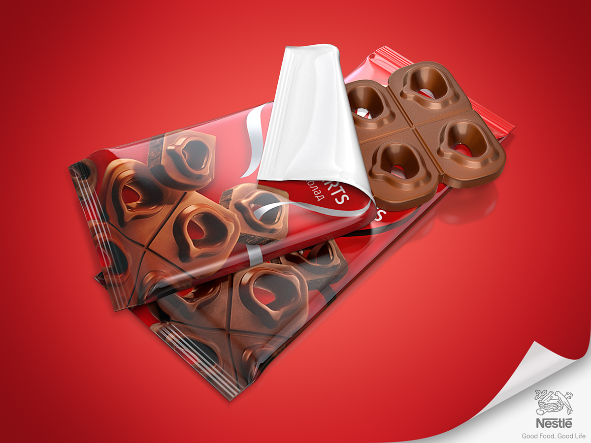nestle chocolate CG Render Packshot 3D Maya vray