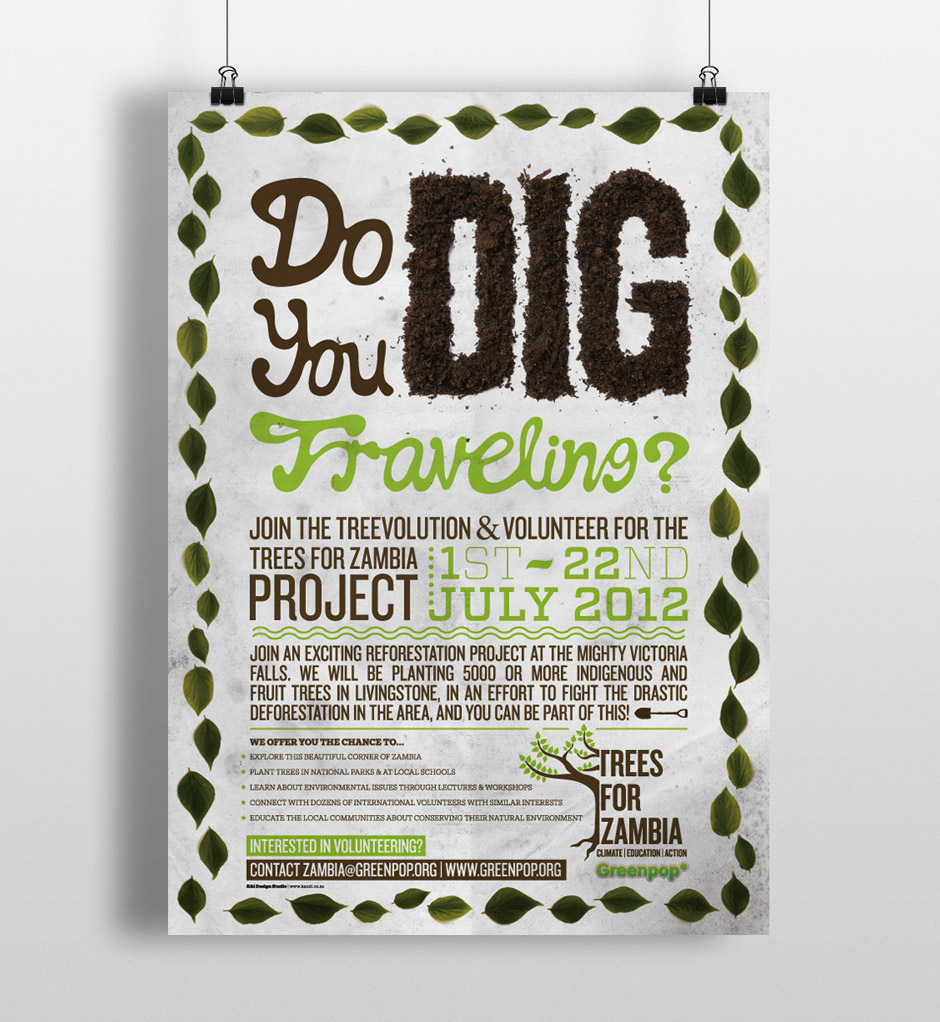 green leaves handmade dirt dig trees south africa greenpop poster logo identity campaign card Website