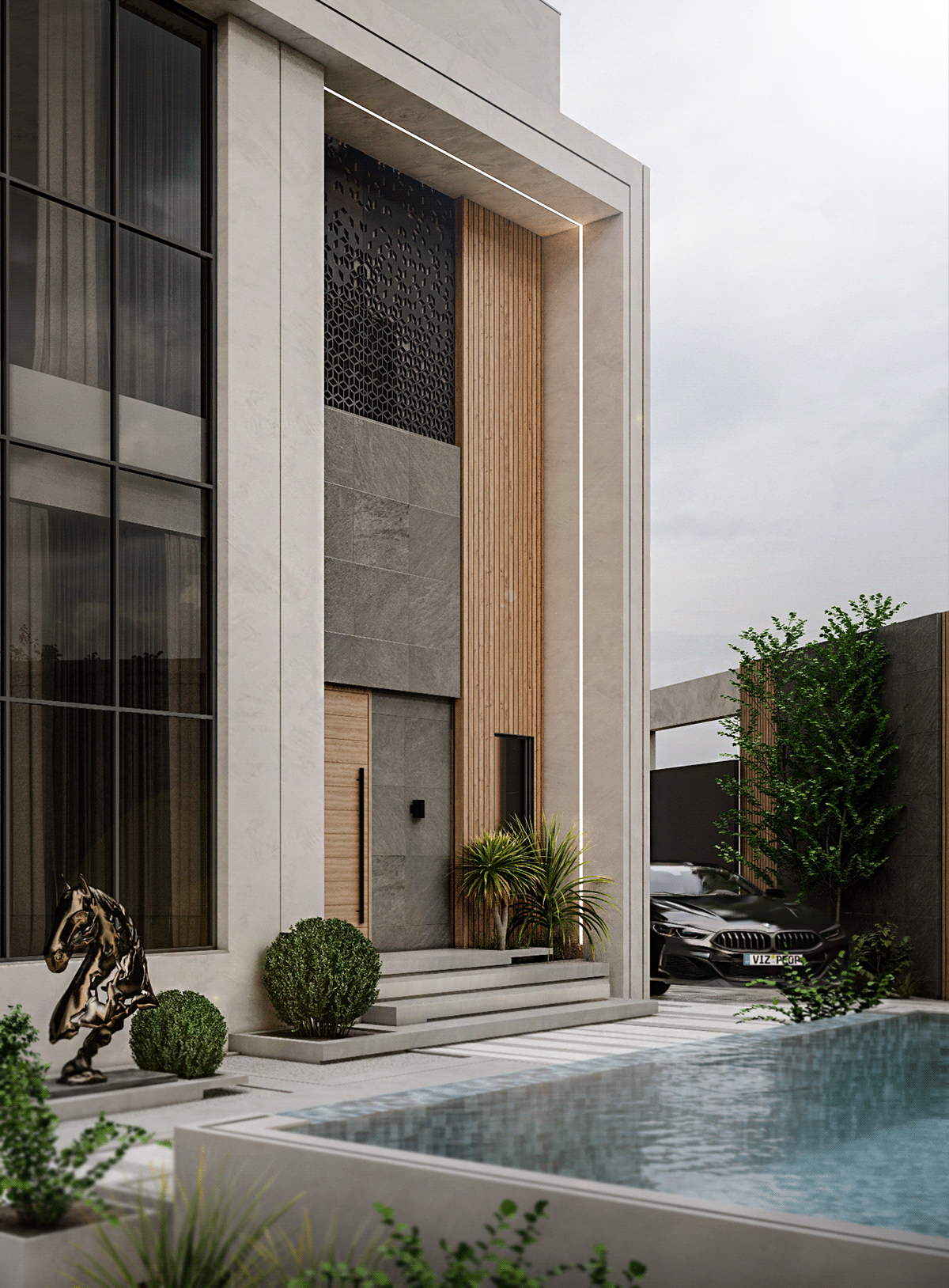 architecture exterior facade Facade design interior design  modern Saudi Arabia Villa villa design visualization
