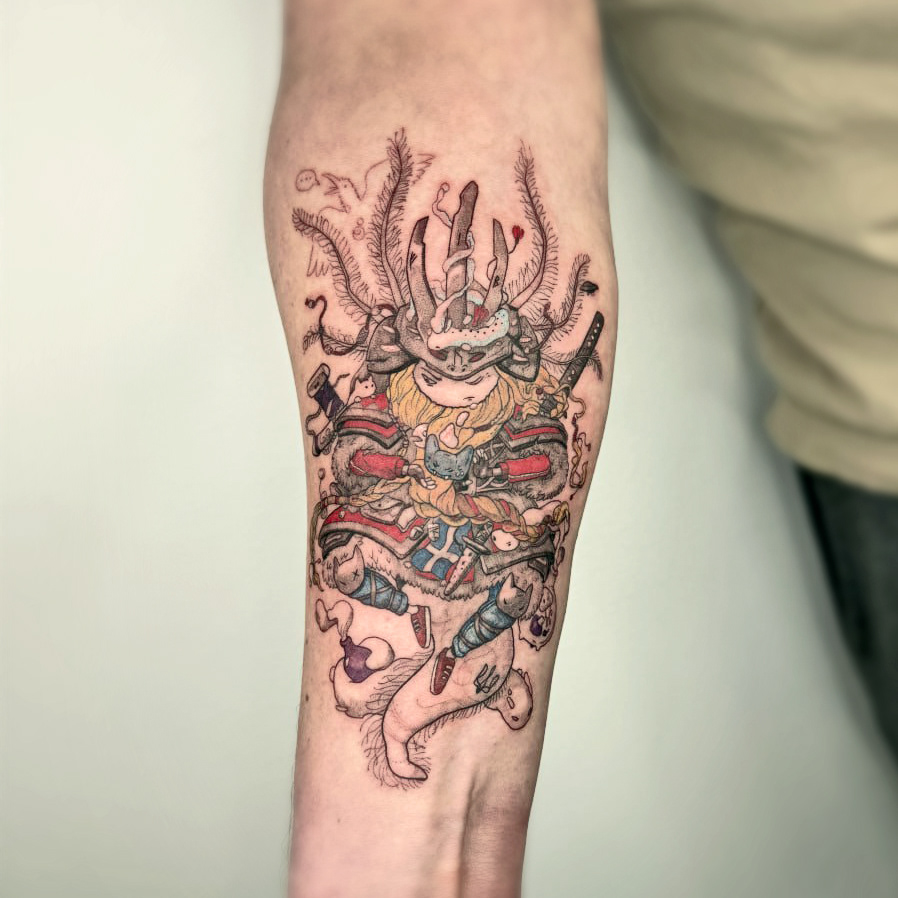 tattoo Tattoo Art tattoo design Digital Art  Character design  concept art cartoon fantasy axolotl samurai