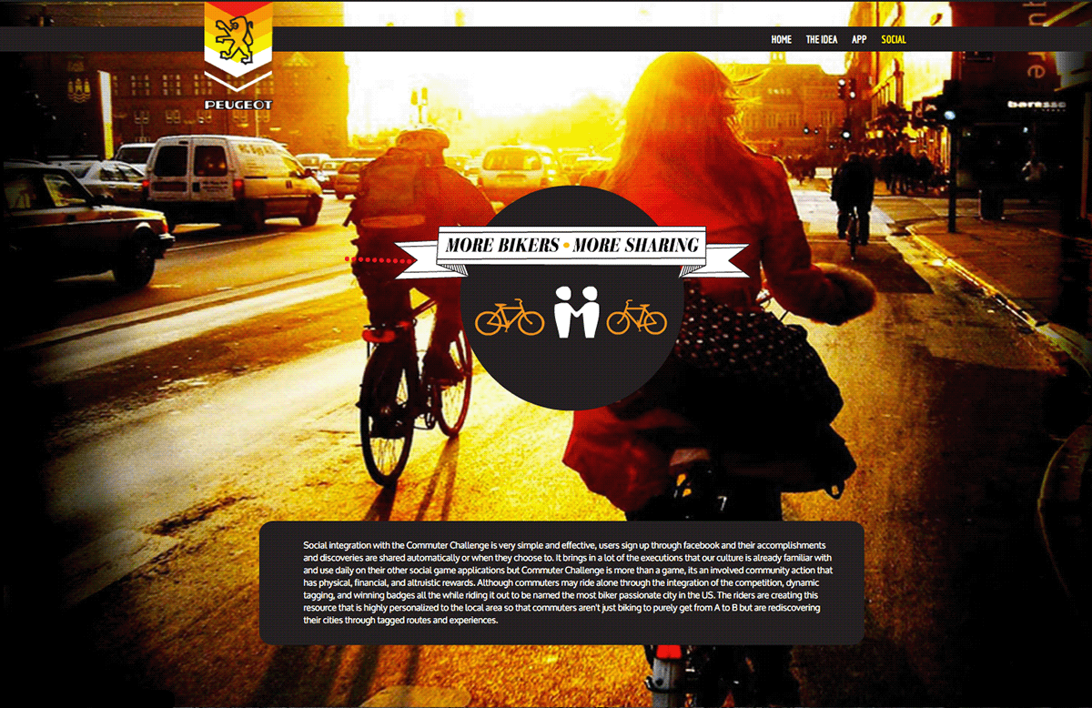 Bike PEUGEOT Young lions Flash app design commuting transportation Event