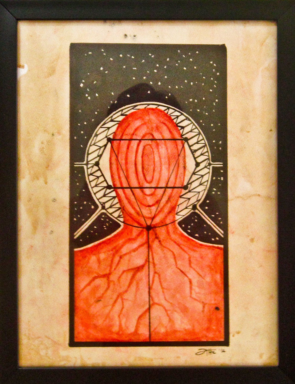 outer space  astronaut cosmos gallery exhibit coffee stained paper ink philippines blackandwhite