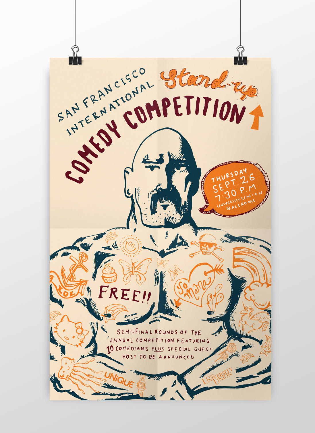 comedy  tattoos funny poster HAND LETTERING