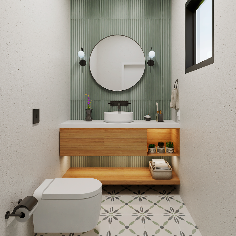 bathroom interior design  Render vray portobello Verde green