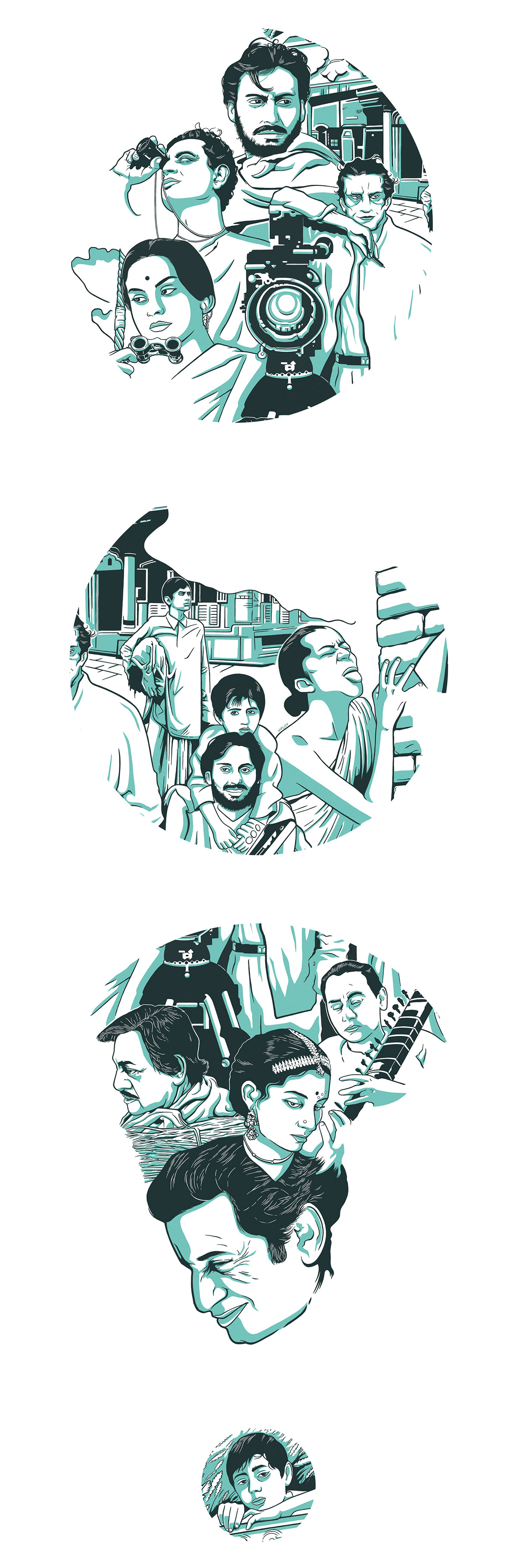 Film   Satyajit Ray Cinema tribute artwork Digital Art 